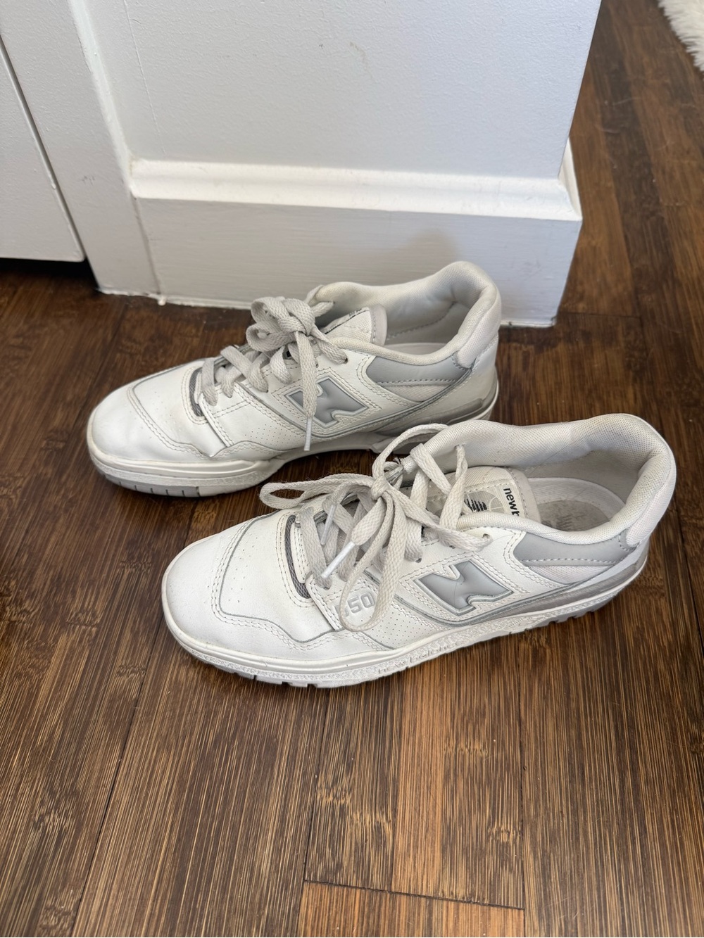 New Balance White and Light Gray 550 Sneakers - Picture 3 of 4